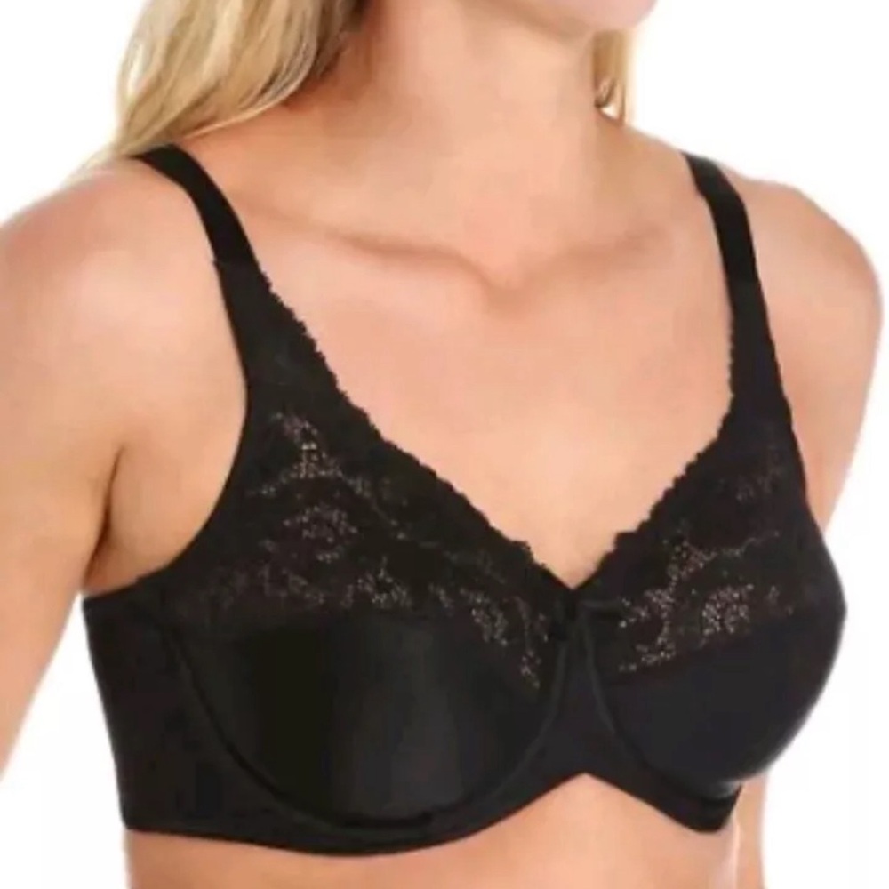 Lilyette BLACK Lace Underwire Minimizer Bra Size 44DD NEW